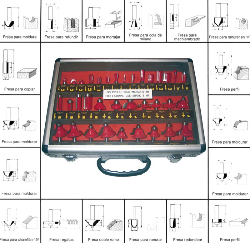 Estuche 35 fresas perfiladas